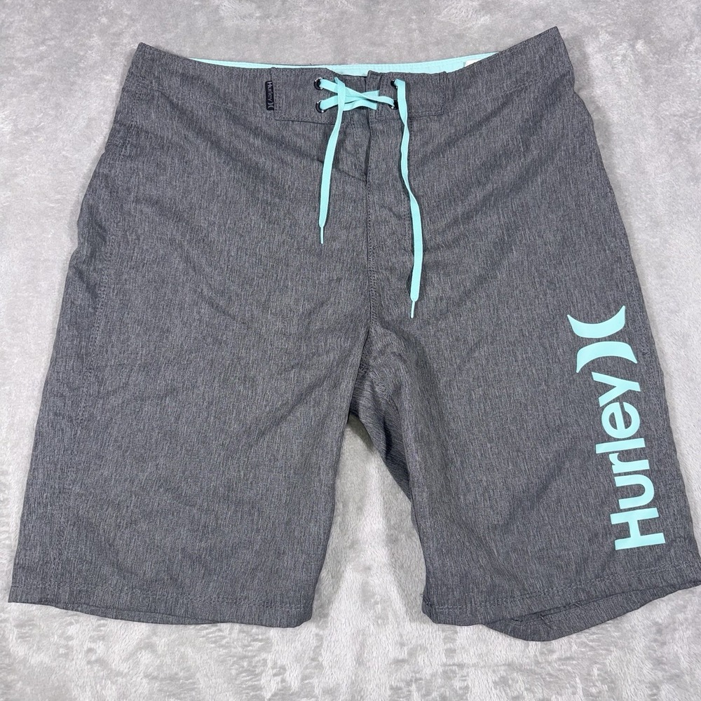 Hurley‎ Men's Hybrid Board Shorts Gray & Teal Size 30 Surfer Beachy Coast Volley